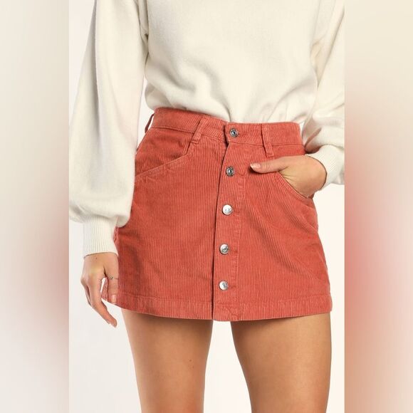 NWOT Free People Ray Cotton Corduroy a line  Mini skirt color Myrrh Rust - Picture 10 of 15